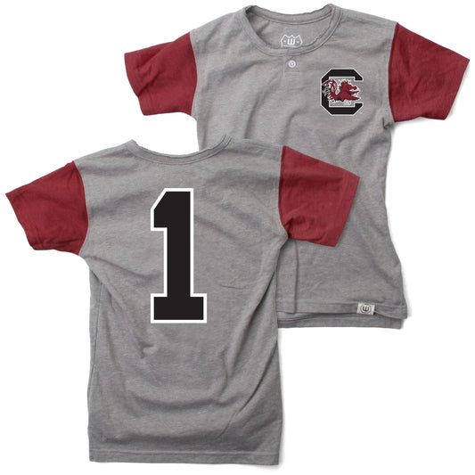 South Carolina Gamecocks Wes and Willy Boys Short Sleeve Baseball Henley T-Shirt