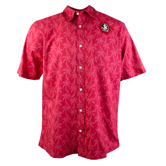 Florida State Seminoles Wes and Willy Mens Palm Tree Button Up Hawaiian Shirt