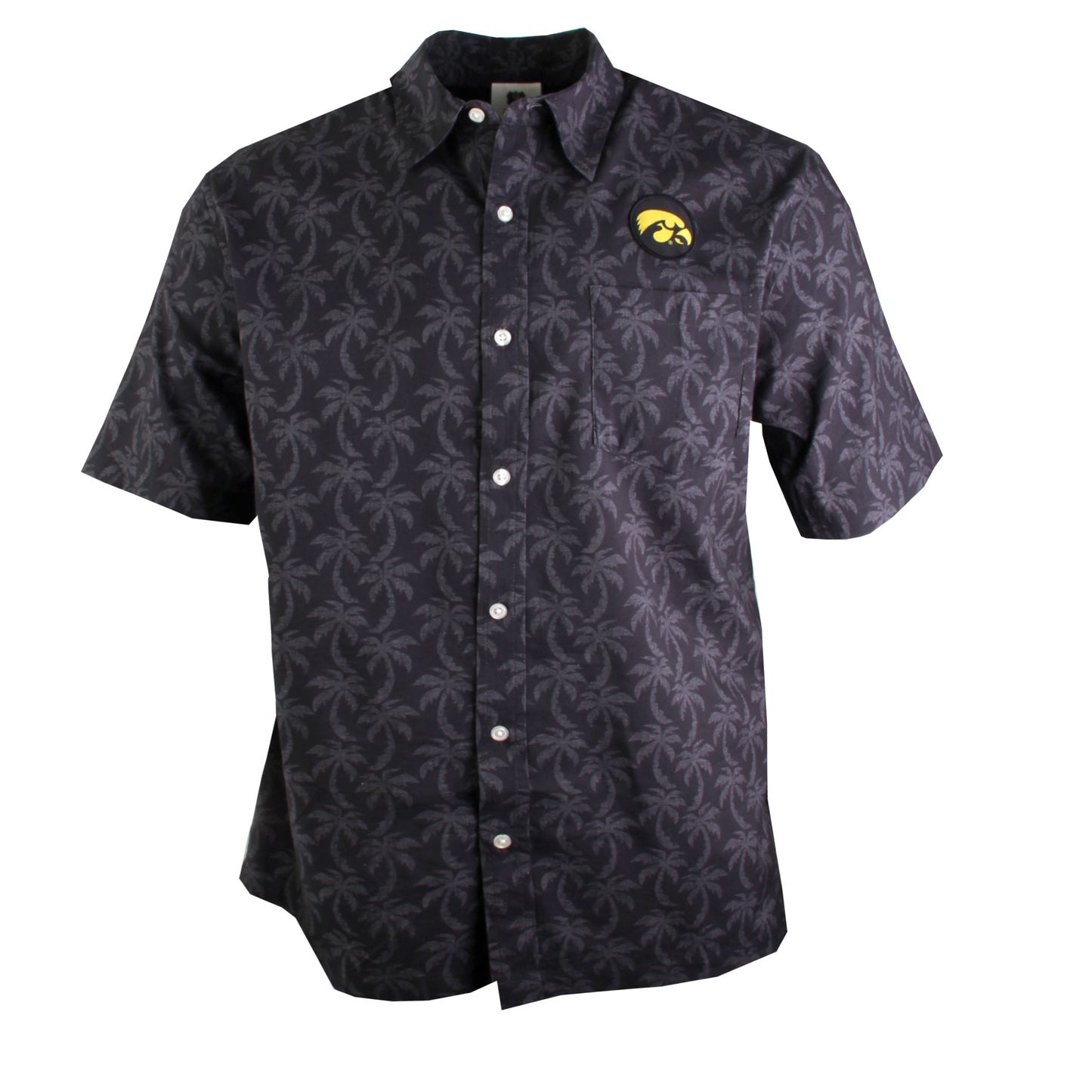 Iowa Hawkeyes Wes and Willy Mens Palm Tree Button Up Hawaiian Shirt