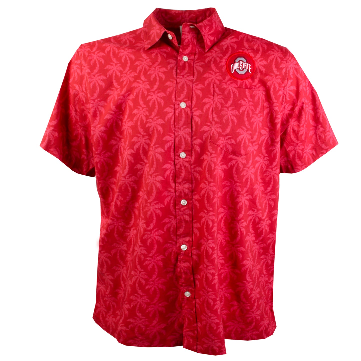 Ohio State Buckeyes Wes and Willy Mens Palm Tree Button Up Hawaiian Shirt