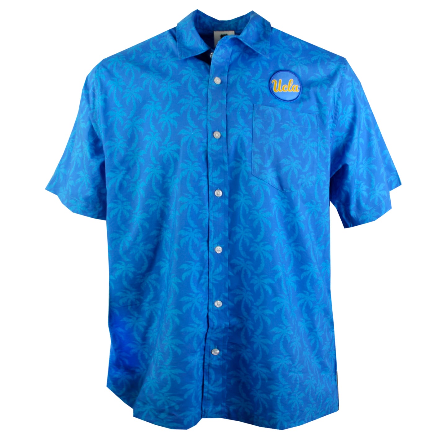 UCLA Bruins Wes and Willy Mens Palm Tree Button Up Hawaiian Shirt