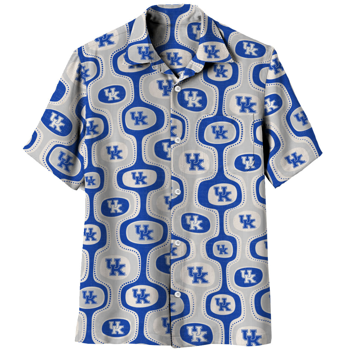 Kentucky Wildcats Wes and Willy Mens College Cabana Boy Retro Button Down Hawaiian Short Sleeve Shirt