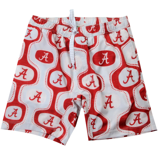 Alabama Crimson Tide Wes and Willy Mens College Cabana Boy Retro Tech Swim Trunk