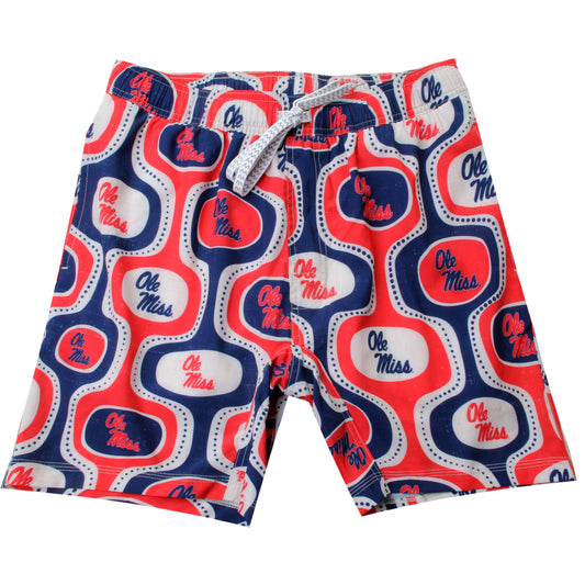 Ole Miss Rebels Wes and Willy Mens College Cabana Boy Retro Tech Swim Trunk