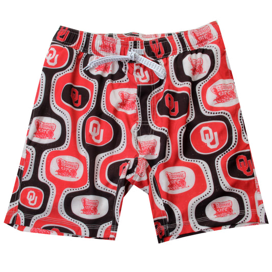 Oklahoma Sooners Wes and Willy Mens College Cabana Boy Retro Tech Swim Trunk