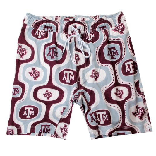 Texas A&M Aggies Wes and Willy Mens College Cabana Boy Retro Tech Swim Trunk