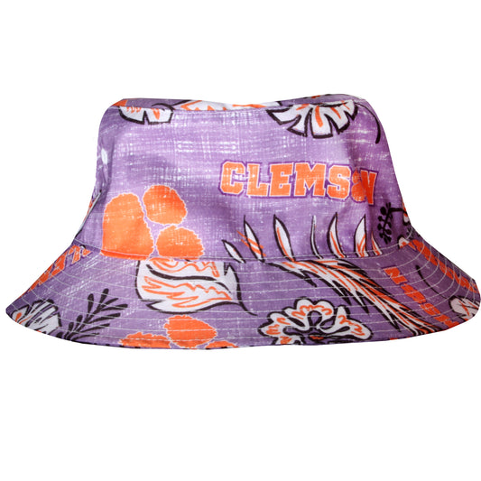 Clemson Tigers Wes and Willy Mens Vintage Floral Bucket Hat