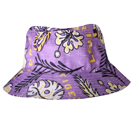 LSU Tigers Wes and Willy Mens Vintage Floral Bucket Hat