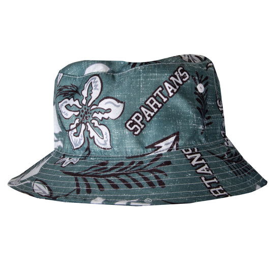 Michigan State Spartans Wes and Willy Mens Vintage Floral Bucket Hat