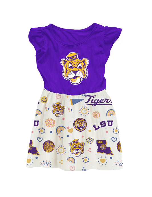 LSU Tigers Wes and Willy Baby and Little Girls Princess Vault Dress