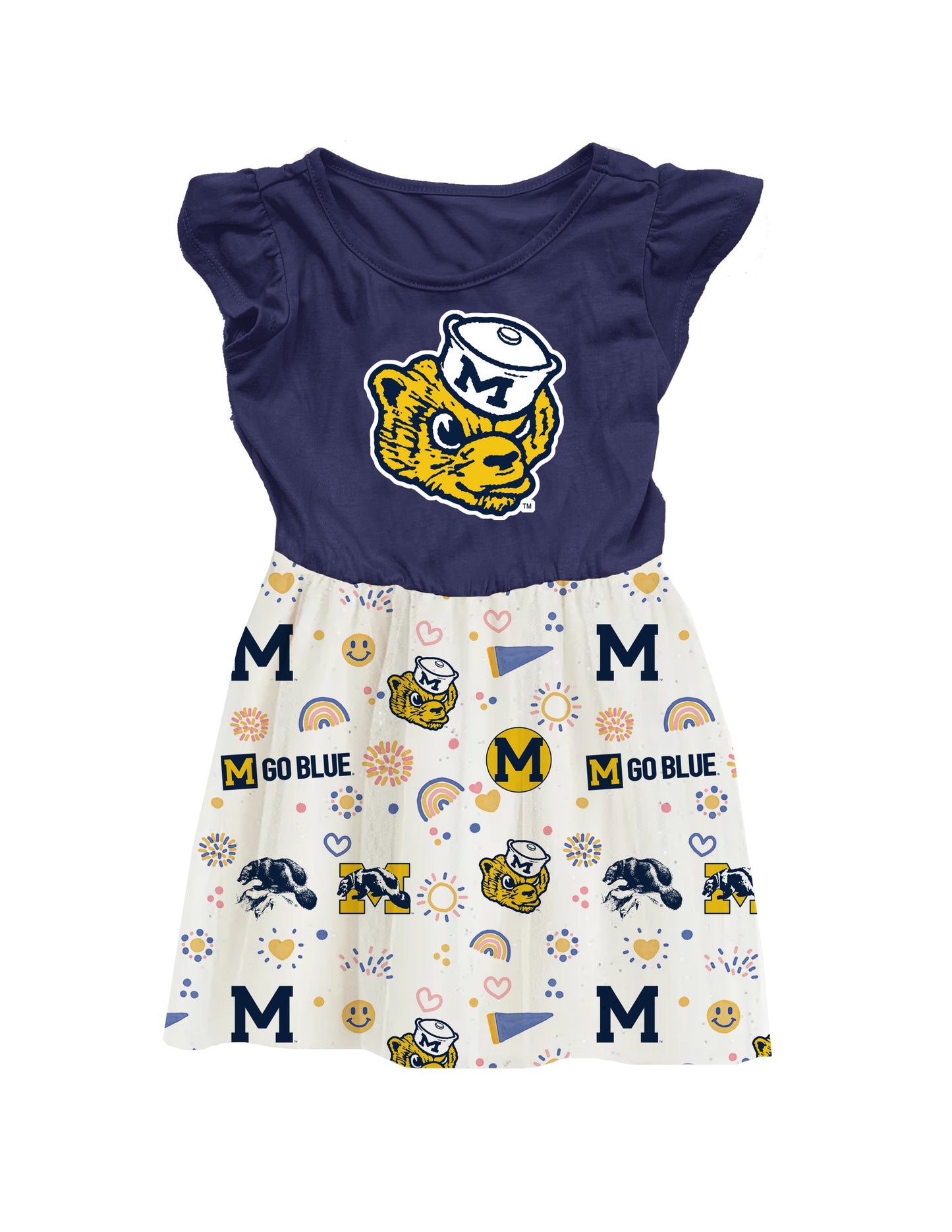 Michigan Wolverines Wes and Willy Baby and Little Girls Princess Vault Dress