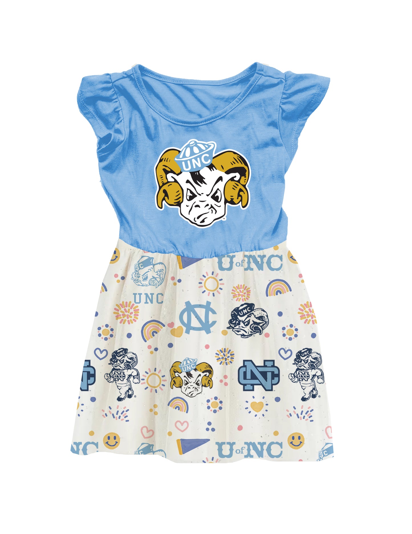 North Carolina Tar Heels Wes and Willy Baby and Little Girls Princess Vault Dress