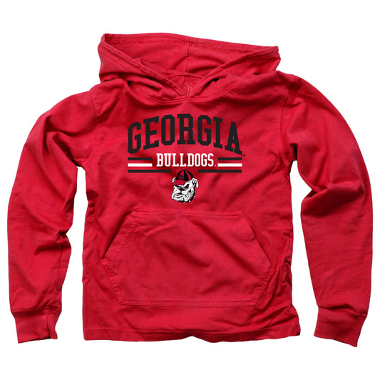 Georgia Bulldogs Wes and Willy Youth Boys Long Sleeve Hooded T-Shirt Red