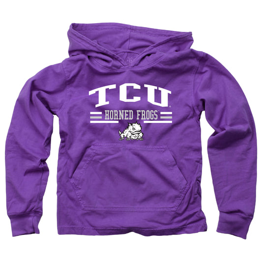 TCU Horned Frogs Wes and Willy Youth Boys Long Sleeve Hooded T-Shirt