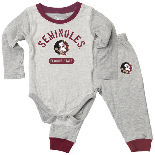 Florida State Seminoles Wes and Willy Baby College Jie Jie Long Sleeve Bodysuit and Pant Set