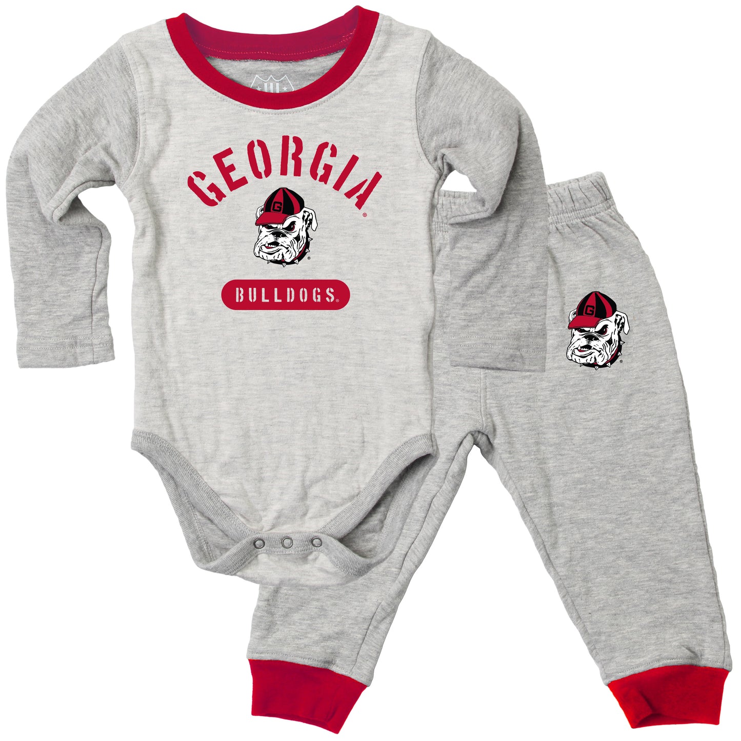 Georgia Bulldogs Wes and Willy Baby College Jie Jie Long Sleeve Bodysuit and Pant Set