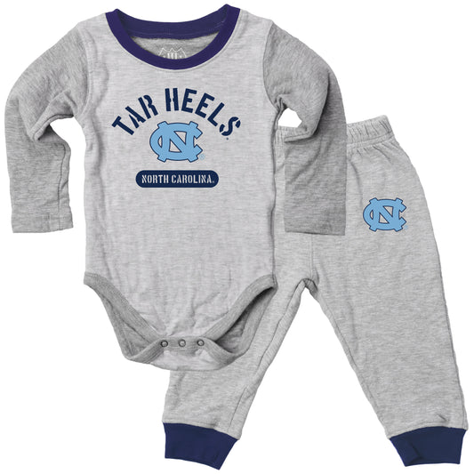 North Carolina Tar Heels Wes and Willy Baby College Jie Jie Long Sleeve Bodysuit and Pant Set