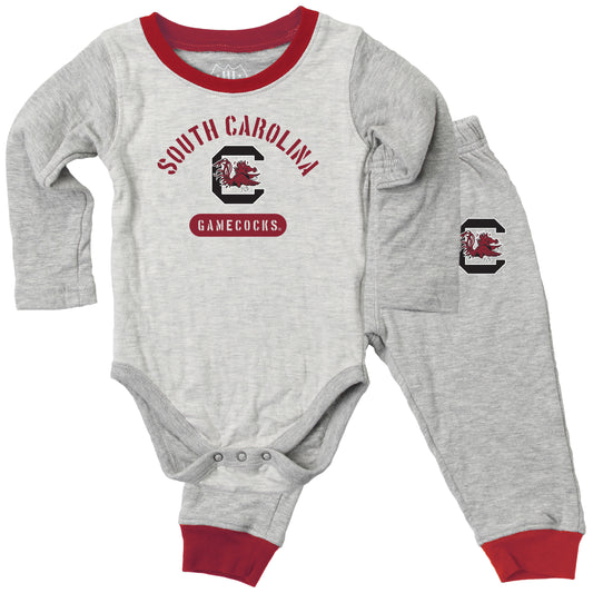 South Carolina Gamecocks Wes and Willy Baby College Jie Jie Long Sleeve Bodysuit and Pant Set