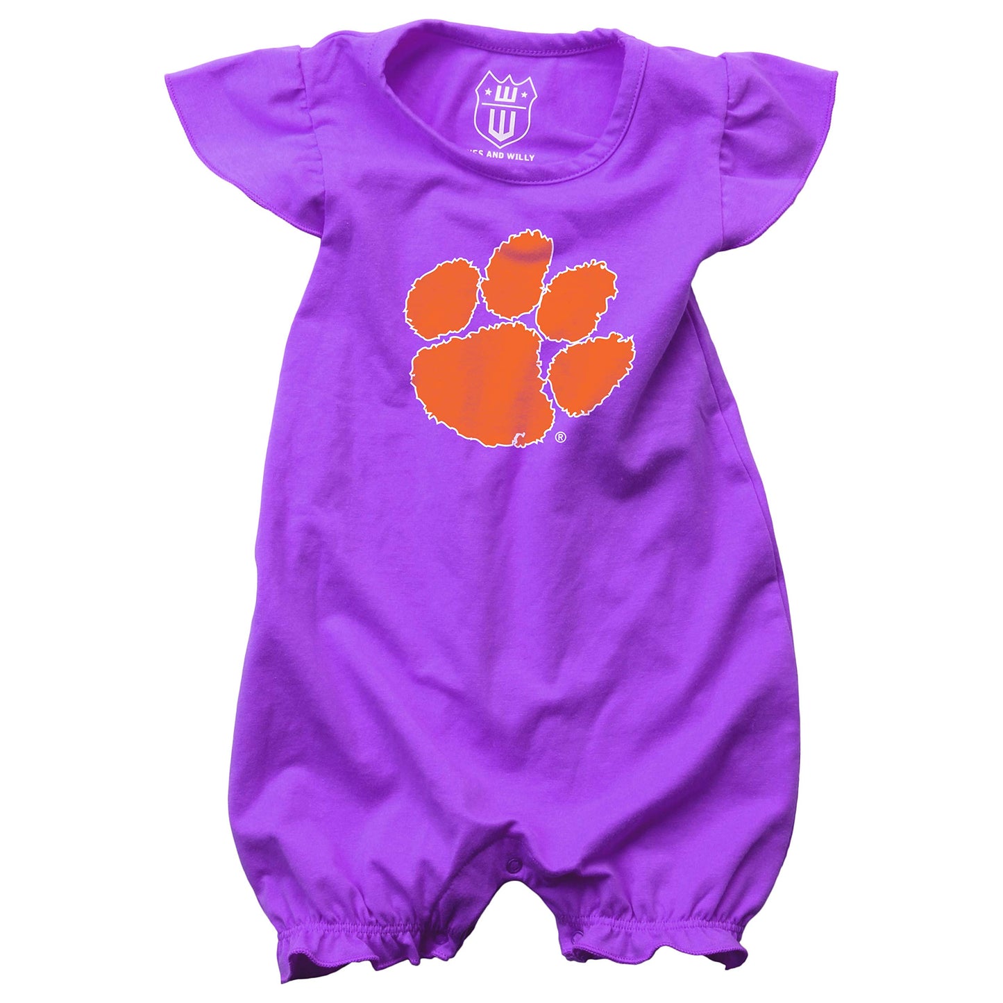 Clemson Tigers Wes and Willy Baby Girls Team Logo Bubble Hopper Romper