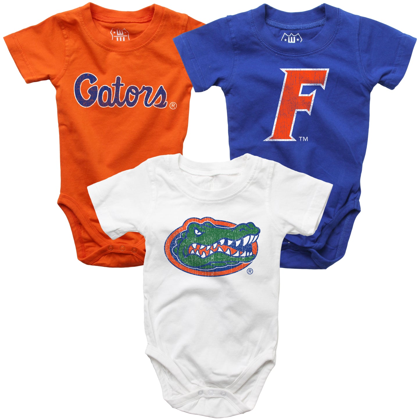 Florida Gators Wes and Willy Baby 3 Pack Bodysuits