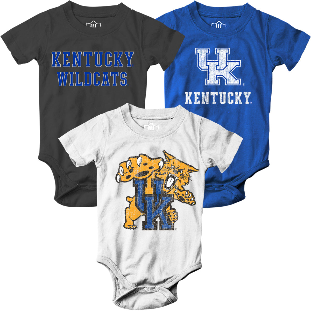 Kentucky Wildcats Wes and Willy Baby 3 Pack Bodysuits