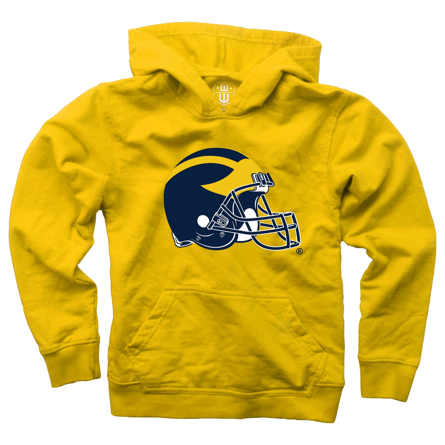 Michigan Wolverines Wes and Willy Youth Boys Helmet Logo Pullover Hoodie