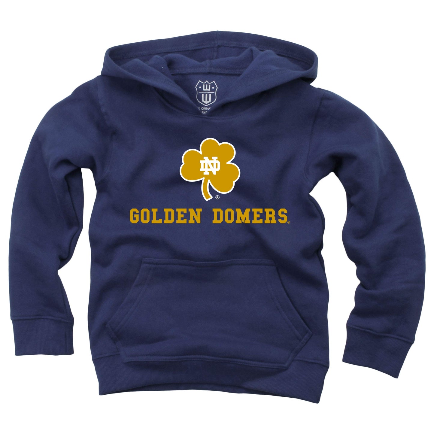 Notre Dame Fighting Irish Wes and Willy Youth Boys Team Logo Pullover Hoodie - Blue - Golden Domers