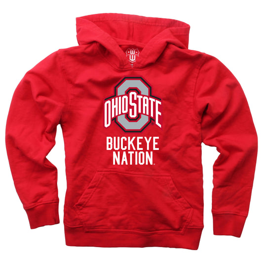 Ohio State Buckeyes Wes and Willy Youth Boys Team Slogan Pullover Hoodie - Red - Buckeye Nation