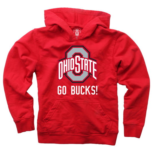 Ohio State Buckeyes Wes and Willy Youth Boys Team Slogan Pullover Hoodie - Red - Go Bucks!