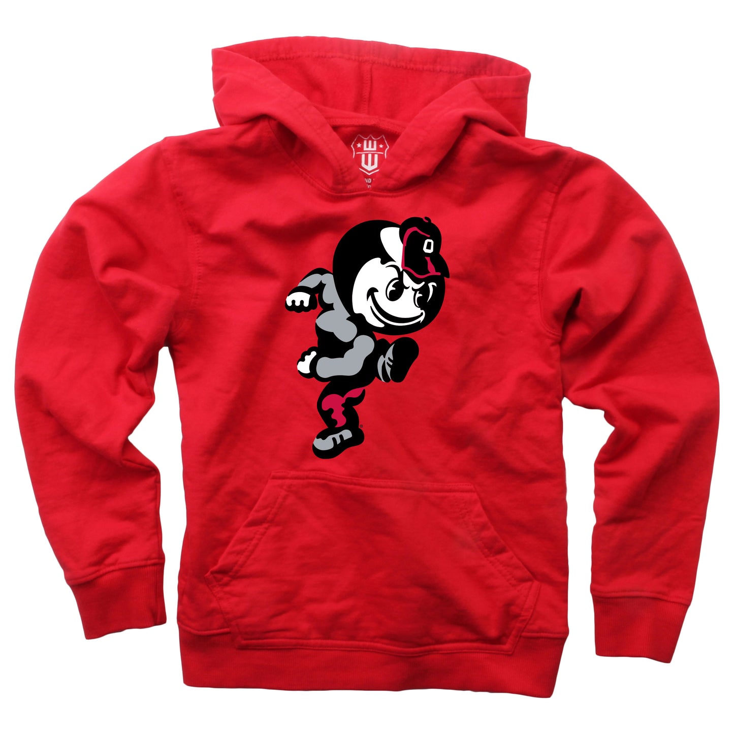 Ohio State Buckeyes Wes and Willy Youth Boys Team Logo Pullover Hoodie - Red - Running Brutus