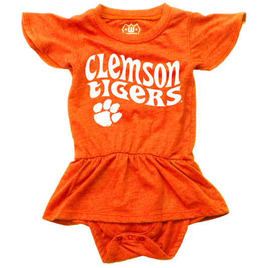 Clemson Tigers Wes and Willy Baby Girls College Team One Piece Hopper Skirt