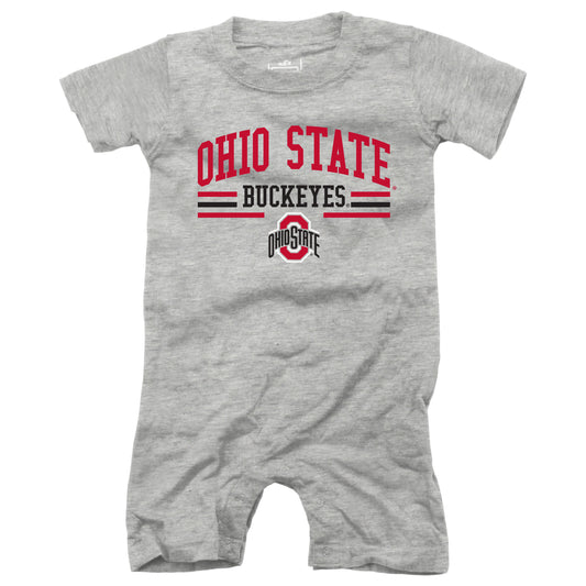 Ohio State Buckeyes Wes and Willy Baby College Team Shorts Romper Gray