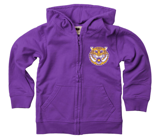 LSU Tigers Wes and Willy Boys Zip Up Fleece Hooded Jacket