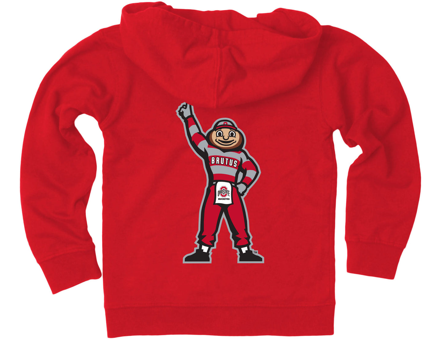 Ohio State Buckeyes Wes and Willy Boys Zip Up Fleece Hooded Jacket Red Brutus Stand