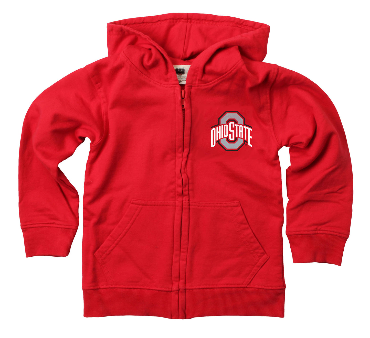 Ohio State Buckeyes Wes and Willy Boys Zip Up Fleece Hooded Jacket Red Brutus Stand