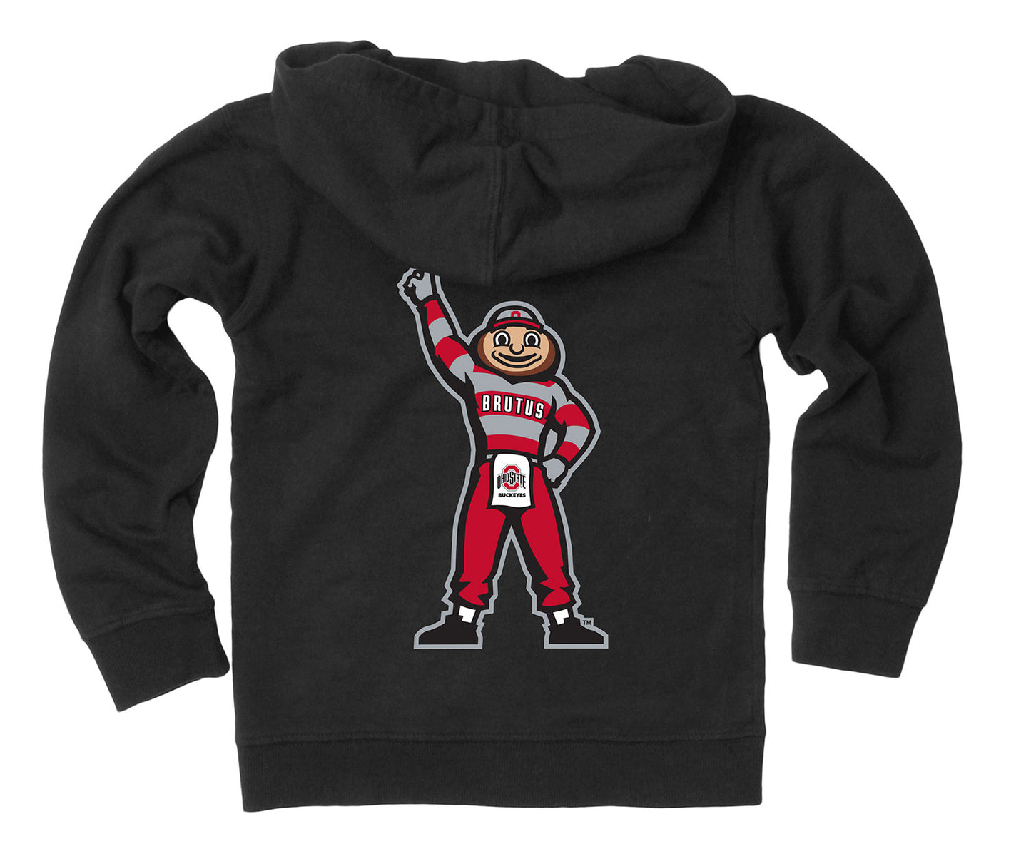 Ohio State Buckeyes Wes and Willy Boys Zip Up Fleece Hooded Jacket Black Brutus Stand