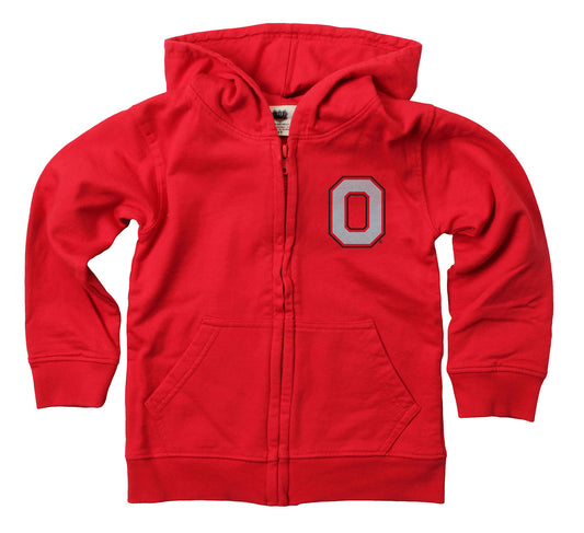 Ohio State Buckeyes Wes and Willy Boys Zip Up Fleece Hooded Jacket Red Leaf