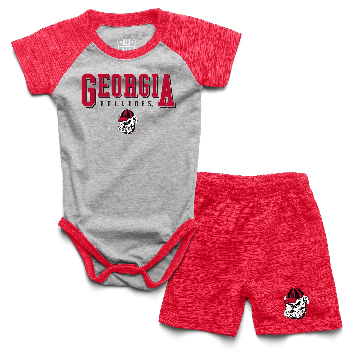 Georgia Bulldogs Wes and Willy Baby College Team Hopper and Short Set Red