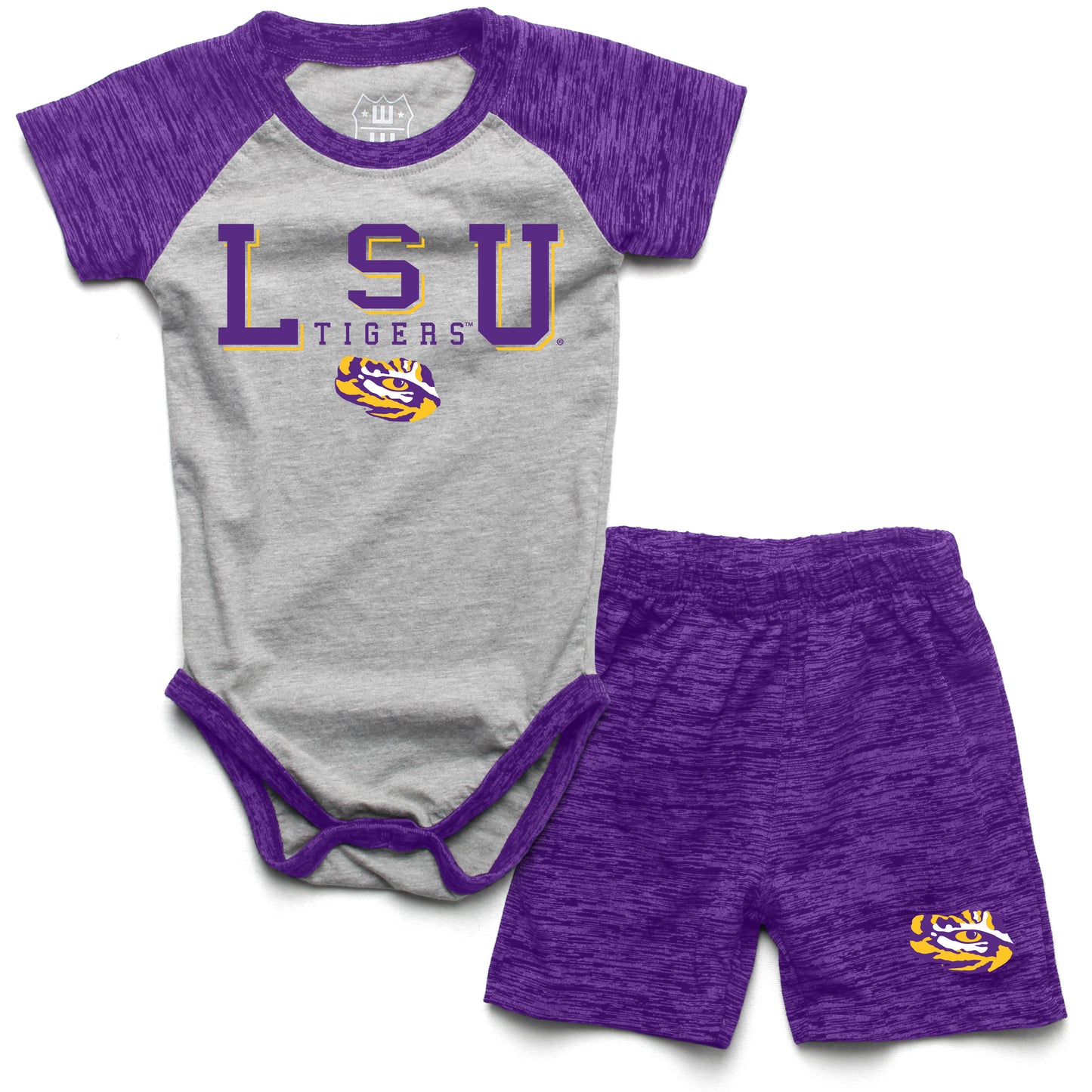LSU Tigers Wes and Willy Baby College Team Hopper and Short Set