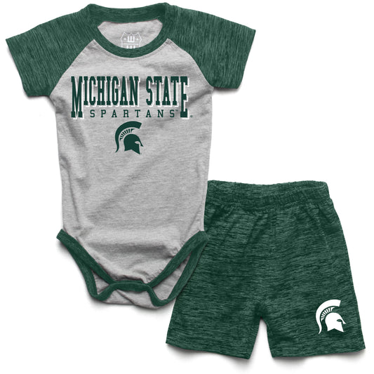 Michigan State Spartans Wes and Willy Baby College Team Hopper and Short Set