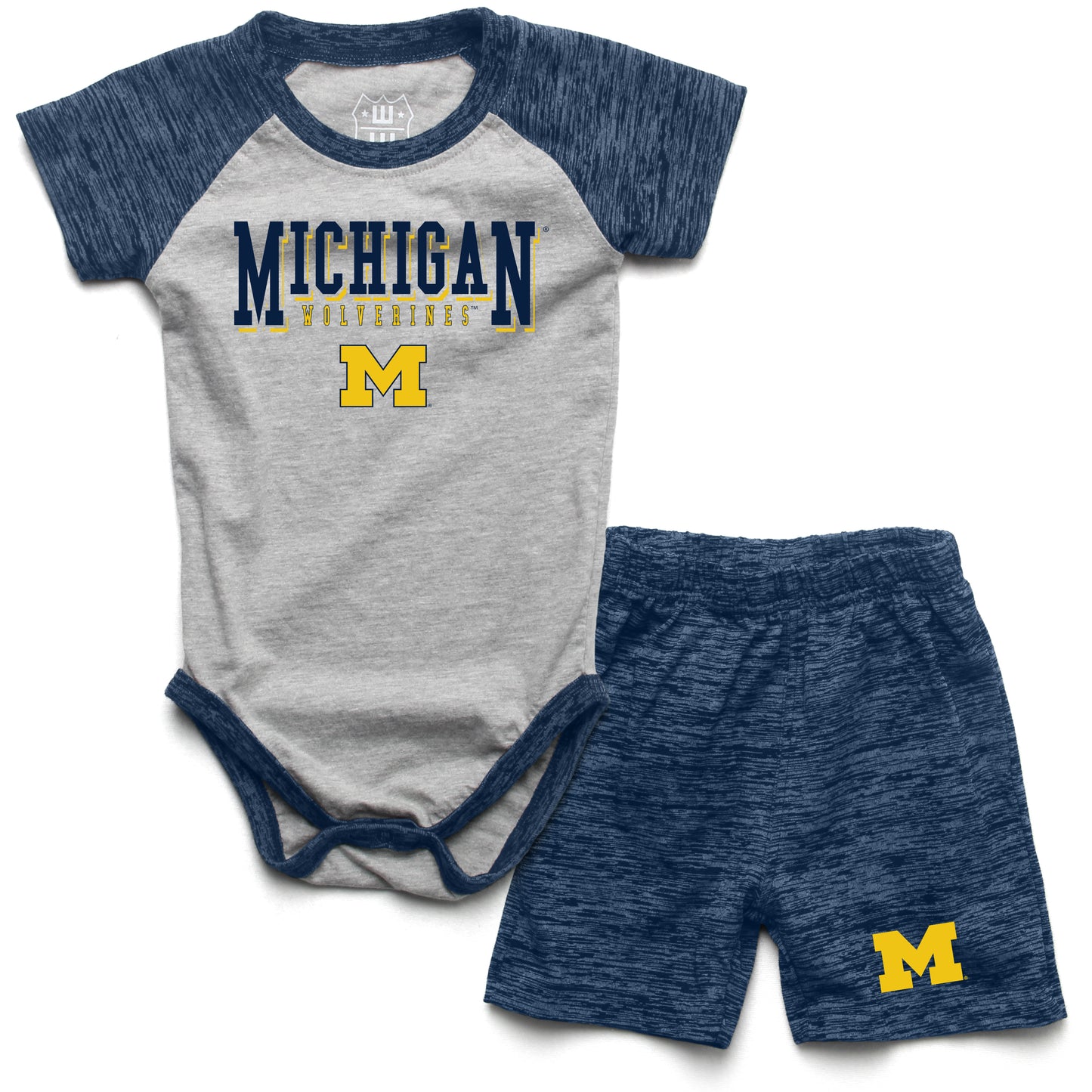 Michigan Wolverines Wes and Willy Baby College Team Hopper and Short Set