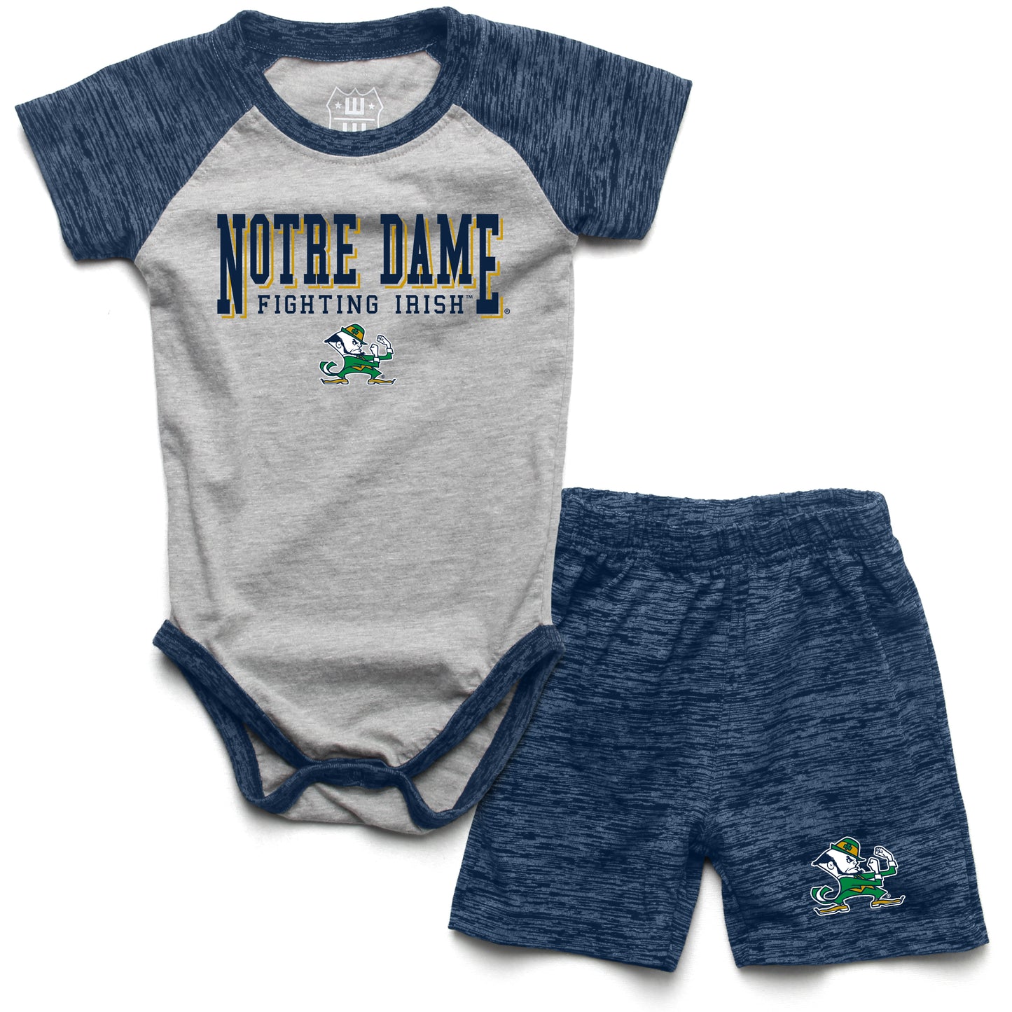 Notre Dame Fighting Irish Wes and Willy Baby College Team Hopper and Short Set Navy