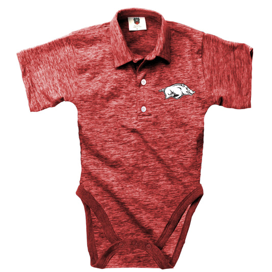 Arkansas Razorbacks Wes and Willy Infant College Cloudy Yarn One Piece Polo Bodysuit