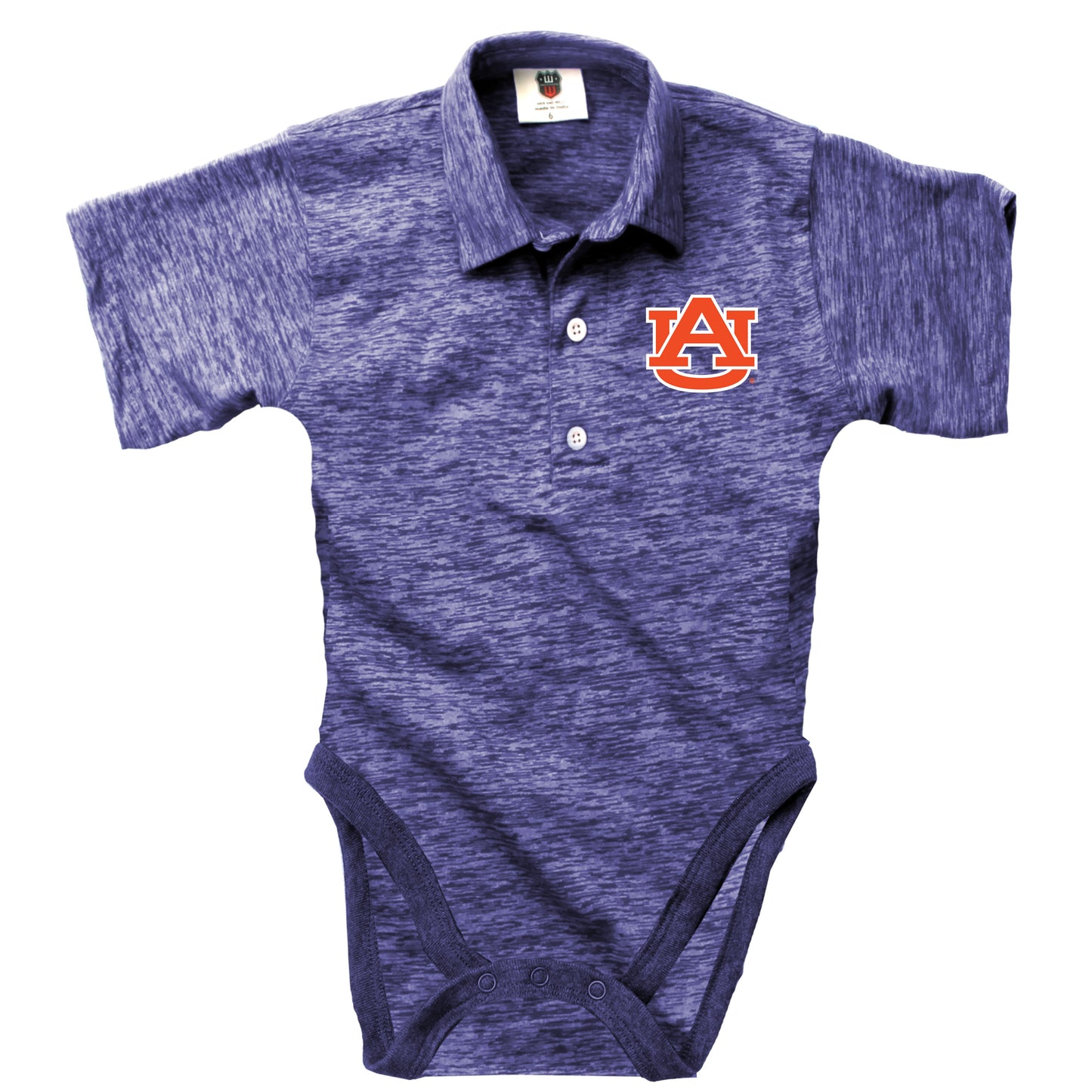 Auburn Tigers Wes and Willy Infant College Cloudy Yarn One Piece Polo Bodysuit