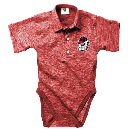 Georgia Bulldogs Wes and Willy Infant College Cloudy Yarn One Piece Polo Bodysuit