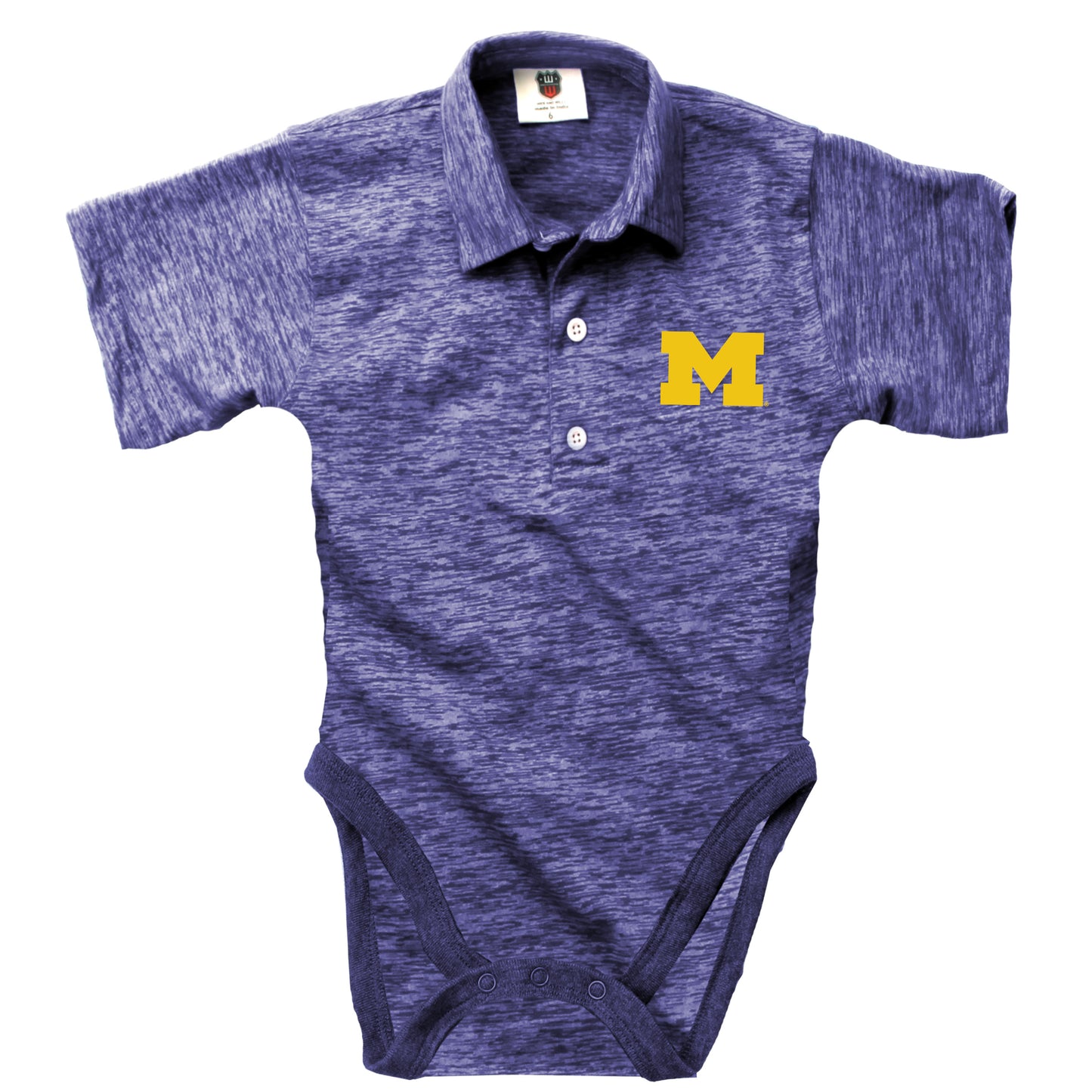 Michigan Wolverines Wes and Willy Infant College Cloudy Yarn One Piece Polo Bodysuit