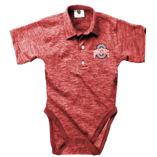 Ohio State Buckeyes Wes and Willy Infant College Cloudy Yarn One Piece Polo Bodysuit