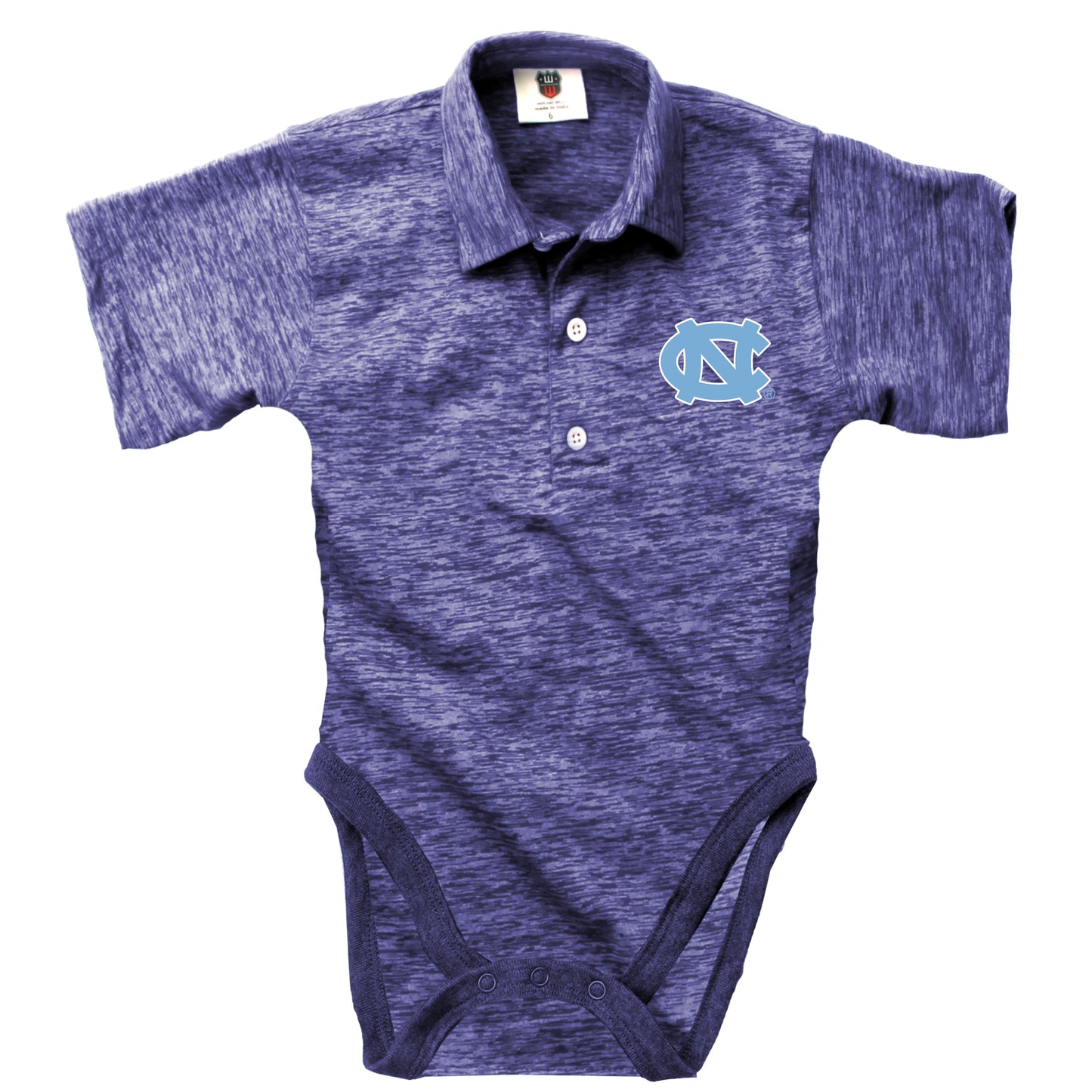 North Carolina Tar Heels Wes and Willy Infant College Cloudy Yarn One Piece Polo Bodysuit