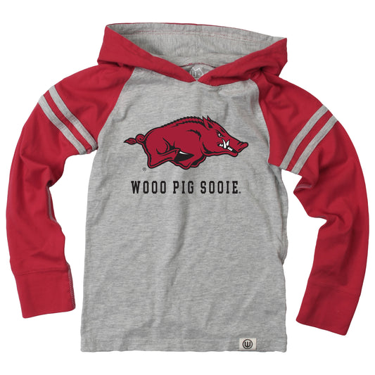 Arkansas Razorbacks Wes and Willy Youth Boys Long Sleeve Hooded T-Shirt Striped