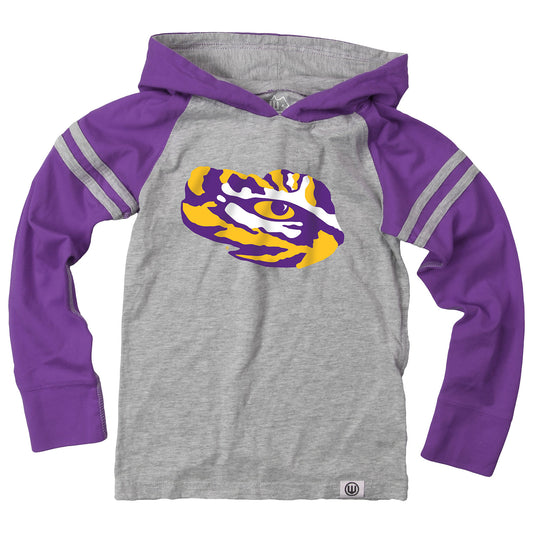 LSU Tigers Wes and Willy Youth Boys Long Sleeve Hooded T-Shirt Striped